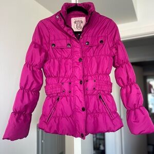 Vintage Y2K Route 66 Fuchsia Puffer Jacket- Size M